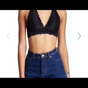 Black lace halter bralette